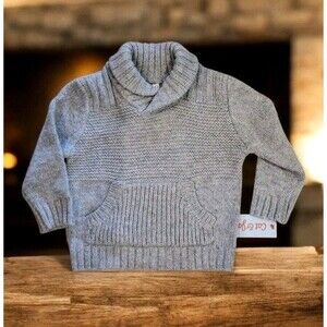 Cat & Jack Gray Shawl Collar Sweater Kangaroo Pocket  Cotton Blend 18mos  NWT